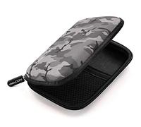 deleyCON Borsa del Disco Rigido Custodia HDD - Per Dischi Rigidi da 2,5" Pollici e SSD - Robusto e Antiurto - 2 Scomparti Interni con Tasche a Rete - Camouflage