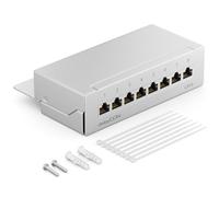 deleyCON CAT6 Patch Panel 8 Porte del Desktop & Montaggio a Parete - Schermato - Presa RJ45 8x - TIA568A TIA568B - Grigio Chiaro