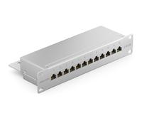 deleyCON CAT6a Patch Panel 12 Porte del Desktop 10" Pollici Montaggio Rack Assemblaggio del Server 12x RJ45 Schermato TIA568A TIA568B - Grigio Chiaro