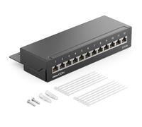 deleyCON CAT6a Patch Panel 12 Porte del Desktop & Montaggio a Parete - Schermato - Presa RJ45 12x - TIA568A TIA568B - Nero