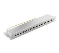 deleyCON CAT6a Patch Panel 24 Porte del Desktop 19" Pollici Montaggio Rack Assemblaggio del Server 24x RJ45 Schermato TIA568A TIA568B - Grigio Chiaro