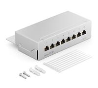 deleyCON CAT6a Patch Panel 8 Porte del Desktop & Montaggio a Parete - Schermato - Presa RJ45 8X - TIA568A TIA568B - Grigio Chiaro