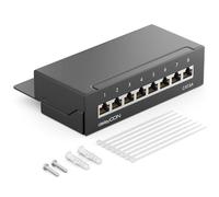 deleyCON CAT6a Patch Panel 8 Porte del Desktop & Montaggio a Parete - Schermato - Presa RJ45 8X - TIA568A TIA568B - Nero
