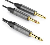 deleyCON Cavo da 2 m con jack stereo da 6,3 mm su 2 jack mono da 6,3 mm, cavo di inserimento Y cavo audio splitter digitale per mixer, registratore audio, chitarra, amplificatore, microfono