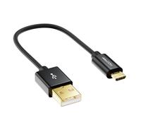 deleyCON Cavo Micro USB 0,15m con Nylon + Connettori Metallo - Ricarica, Dati, Ricarica Rapida per Smartphone, Tablet, PC, Laptop, Notebook - Nero