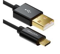 deleyCON Cavo Micro USB 0,5m con Nylon + Connettori Metallo - Ricarica, Dati, Ricarica Rapida per Smartphone, Tablet, PC, Laptop, Notebook - Nero