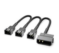 deleyCON Cavo per ventola Molex da 20 cm, 4 pin, 12 V a 3 x 3 pin, cavo per ventole di processore e alloggiamento, prolunga alimentatore di rete, nero