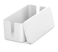 deleyCON Gestione Cavi Box Cavo Organizer Box Casetta Cavi 32,7cm x 13,5cm x 12,5cm Plastica Robusta 2 Guide Laterali per Cavi Protezione e Sicurezza Bianco