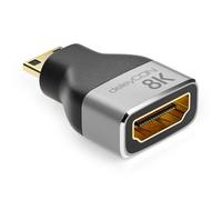 deleyCON Mini HDMI Adattatore Cavo di Accoppiamento Connettore 8K@60Hz / 4K@120Hz UHD 7680x4320 Alluminio HDMI 2.1 ARC HDR10+ VRR ALLM 48Gbps Grigio Nero