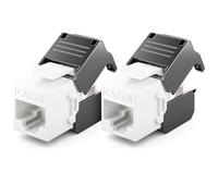 deleyCON Modulo Keystone Jack CAT6A (Set da 2 Pezzi) - Presa RJ45 a LSA, 10 Gbit/s, 500 MHz, T568A/T568B, AWG 22-26 UTP - Plastica - per Patch Panel, Presa di Rete