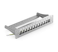 deleyCON Pannello Patch 12 Porte Modulare per Moduli Keystone 1 HE 10" Rack Montaggio Compatibile CAT5 CAT6 CAT7 CAT8 LAN Rete Cavo Installazione Grigio