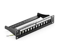 deleyCON Pannello Patch 12 Porte Modulare per Moduli Keystone 1 HE 10" Rack Montaggio Compatibile CAT5 CAT6 CAT7 CAT8 LAN Rete Cavo Installazione Nero