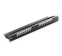 deleyCON Pannello Patch 16 Porte Modulare per Moduli Keystone 1 HE 19" Rack Montaggio Compatibile CAT5 CAT6 CAT7 CAT8 LAN Rete Cavo Installazione Nero