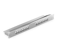 deleyCON Pannello Patch 16 Porte Modulare per Moduli Keystone 1 HE 19" Rack Montaggio Compatibile CAT5 CAT6 CAT7 CAT8 LAN Rete Cavo Installazione Grigio