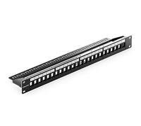 deleyCON Pannello Patch 24 Porte Modulare per Moduli Keystone 1 HE 19" Rack Montaggio Compatibile CAT5 CAT6 CAT7 CAT8 LAN Rete Cavo Installazione Nero