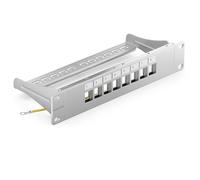 deleyCON Pannello Patch 8 Porte Modulare per Moduli Keystone 1 HE 10" Rack Montaggio Compatibile CAT5 CAT6 CAT7 CAT8 LAN Rete Cavo Installazione Grigio