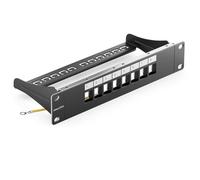deleyCON Pannello Patch 8 Porte Modulare per Moduli Keystone 1 HE 10" Rack Montaggio Compatibile CAT5 CAT6 CAT7 CAT8 LAN Rete Cavo Installazione Nero