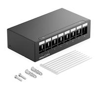 deleyCON Pannello patch a 8 porte 1U per moduli Keystone da 14,9 mm x 17 mm con connettore coassiale RJ45 BNC F, antenna RJ-11, RCA jack, USB, Toslink, PS2, HDMI - Nero