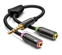 deleyCON Splitter Cuffie Microfono - Cavo Adattatore Audio a Y - 1x Jack 3,5 mm Maschio a 2x Jack 3,5 mm Femmina - Cuffie e Microfono su Un'unica Porta Jack