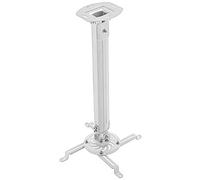 deleyCON Supporto per Videoproiettore Universale da Soffitto Inclinabile di +/- 15° Girevole a 360° Portata 13,5Kg Regolabile in Altezza da 545mm a 900mm - Bianco