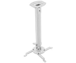 deleyCON Supporto per Videoproiettore Universale da Soffitto Inclinabile di +/- 15° Girevole a 360° Portata 13,5Kg Regolabile in Altezza da 545mm a 900mm - Bianco