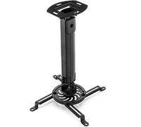 deleyCON Supporto Universale per Proiettore Montaggio a Soffitto +-15° Inclinabile - Ruotabile di 360° - Fino a 13,5 Kg - Altezza Regolabile 380 mm - 580 mm - Gestione dei Cavi - Nero