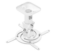 deleyCON Universal Beamer Supporto per Proiettore a Soffitto +-25° Inclinabile 360° Orientabile Resistente Fino a 15kg Supporto a Soffitto 215mm - Bianco