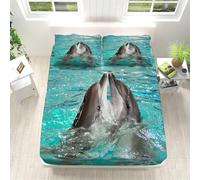 Delfin, lenzuolo con angoli per letto matrimoniale, con tasca profonda (30 cm), in morbida microfibra, resistente al restringimento, resistente allo sbiadimento, con 2 federe A.2943