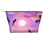 Delfini al tramonto, Borsa da toilette Borsa per trucco Borsa per cosmetici Borsa da toilette da viaggio portatile