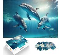delfini che nuotano Puzzle da 1000 pezzi per adolescenti Aiuta il cervello ad allenare i giocattoli che creano dipendenza per coltivare la pazienza Adatto alle coppie 38x26cm