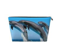 Delfini che saltano in inverno, Borsa da toilette Borsa per trucco Borsa per cosmetici Borsa da toilette da viaggio portatile