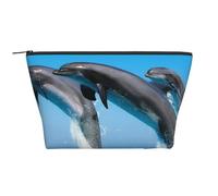 Delfini che saltano in inverno, Borsa da toilette Borsa per trucco Borsa per cosmetici Borsa da toilette da viaggio portatile