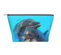 Delfini con faccia sorridente stampati, Borsa da toilette Borsa per trucco Borsa per cosmetici Borsa da toilette da viaggio portatile