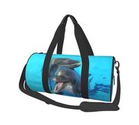 Delfini con faccia sorridente stampati, Borsone da viaggio di grande capacità Borsa rotonda Borsa da viaggio sportiva Borsa da viaggio Borsa da fitness