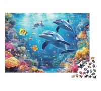 Delfini della vita marina Puzzle 1000 Pezzi In Incastro Perfetto, Un Premium Jigsaw Puzzle Per Art-terapia, Ideale Per Serata Giochi in Scatola, Regalo Per La Pensione 52x38cm/1000pcs
