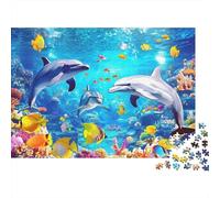 Delfini della vita marina Puzzles 1000 Pezzi In cartone Riciclato, Un Tangram Per Mindfulness, Ideale Per Decorazione Casa Design, Idea Regalo Originale 38x26cm/1000pcs