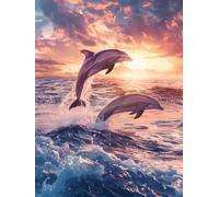 Delfini Diamond Painting Kit Completo Diamantini Crystal Art Cielo 5D Disegni Perline da Attaccare, DIY Passatempo per Adulti Pittura Diamante Ideale Principianti Decorazioni da Parete 45x60cm F272