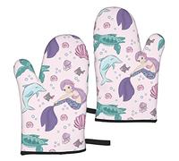 Delfini e Sirene Guanti da Forno da Cucina Resistenti al Calore Set di 2, Guanti da Forno Flessibili per Microonde Barbecue Cottura Cottura Alla Griglia