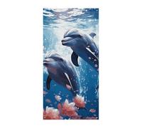 Delfini innamorati Copertura per porta estiva Grandi striscioni da appendere per porta di benvenuto Copertura per sfondo Banner per porta d'ingresso Festa Primavera Decorazione interna ed esterna