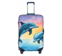 Delfini innamorati stampa elastica bagagli valigia copre adulto bagagli Protector Travel valigia copertura protettiva, bianco, XL