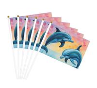 Delfini innamorati Stampa Palmare Bandiera Pole Bandiere portatili Decor Eventi Versatile Uso Gruppo Attività