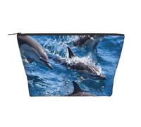 Delfini Nel Mare, Borsa da toilette Borsa per trucco Borsa per cosmetici Borsa da toilette da viaggio portatile