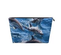 Delfini Nel Mare, Borsa da toilette Borsa per trucco Borsa per cosmetici Borsa da toilette da viaggio portatile