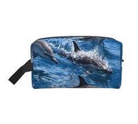 Delfini nel mare, organizer per cosmetici di grande capacità, borsa da viaggio per il trucco da donna