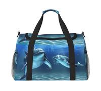 Delfini nel mare stampa borse weekender per donne, borse da viaggio oggetti personali borsa da viaggio borsa da viaggio borsa da viaggio accessori da viaggio, Nero , Taglia unica