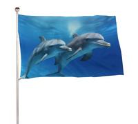 Delfini nella bandiera, 61 x 88,9 cm, stampa su entrambi i lati, bandiera decorativa da giardino, non sbiadisce, con occhielli in ottone da appendere, sfondo fotografico per interni ed esterni