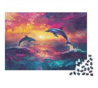 Delfini Salto al tramonto Puzzle 1000 Pezzi In puzzle in Cartone Premium, Un Gioco Di Puzzle Per Disintossicazione Digitale, Ideale Per Giochi Di Puzzle Da Viaggio, Serata Giochi 52x38cm/1000pcs