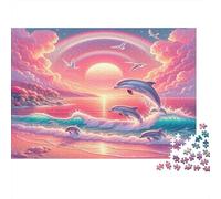 Delfini Salto al tramonto Puzzles 1000 Pezzi In Colori Brillanti, Un Gioco Di Puzzle Per Pace Interiore, Ideale Per Attività in Famiglia, Regalo Di Compleanno Originale 70x50cm/1000pcs