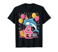 Delfino 4° compleanno per ragazzo ragazza 4 anni quarto delfino Maglietta