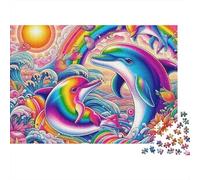 Delfino Arcobaleno Puzzle 1000 Pezzi Puzzle per Adulti Oceano Colorato Gioco di Puzzle 1000 Pezzi Relax Casa Regalo 52x38cm/1000pcs